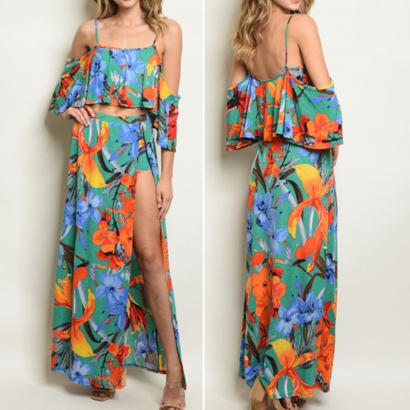 LAST 1! GIRLY & FLRITY 2 PIECE MAXI SKIRT & TOP - Picture 2 of 8